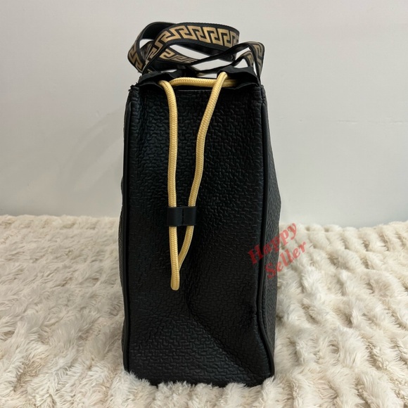 Versace Tote Bag Holdall Weekender Black Metallic Gold Medusa Handbag RARE NEW - Picture 8 of 8